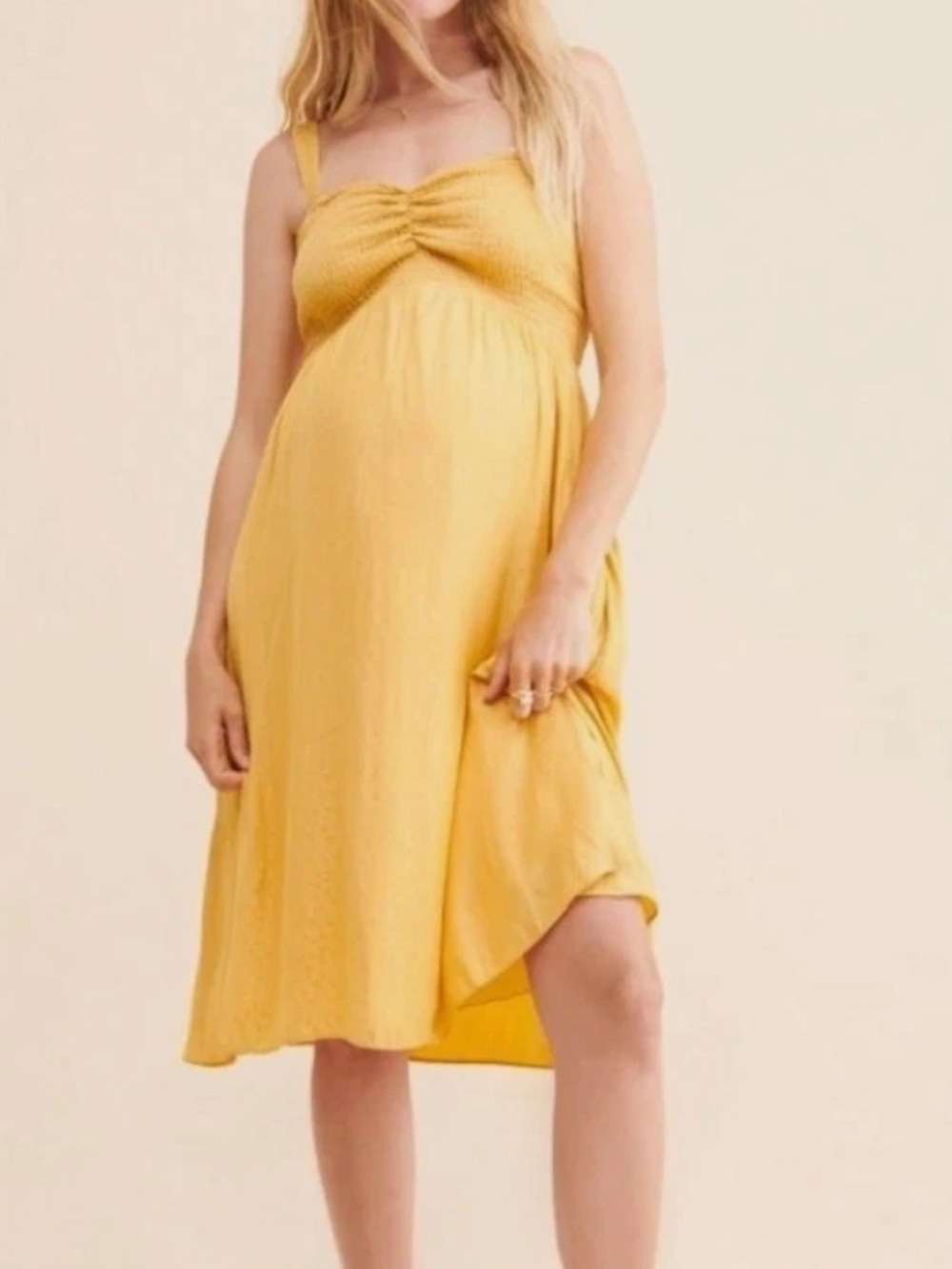 Hatch The Gemma Dress Yellow Smocked-Top Sundress Sz M NWOT
